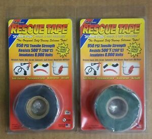 RESCUE TAPE Self-Fusing GREEN &amp; BLACK Silicone Repair (2-pack)