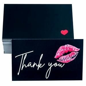 Thank You Cards red lips Sweet Kiss Business Card Size-100pcs2*3.5in BLACK