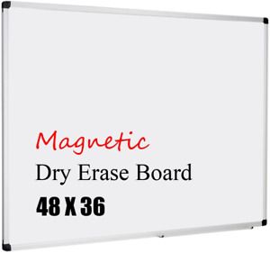 Magnetic Whiteboard Dry Erase Board with Detachable Marker Tray 48 X 36 Inch