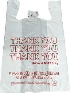 350ct Large 12&#034;x6&#034;x21&#034; Thank You T-shirt Plastic Grocery Shopping Bags Carry Out