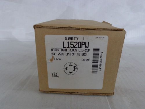 Cooper l1520pw watertight plug, 20a 250v 3ph for sale