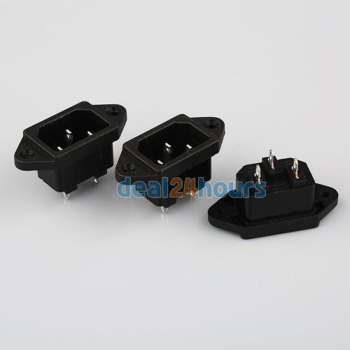 3pcs ac250v/10a iec320 c14 male 3pin panel mounting power inlet socket for sale