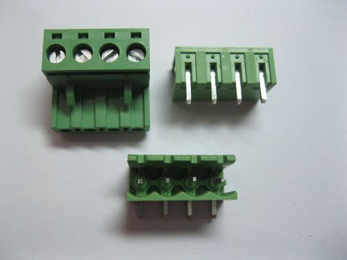 120 pcs 5.08mm angle 4 pin screw terminal block connector pluggable type green for sale