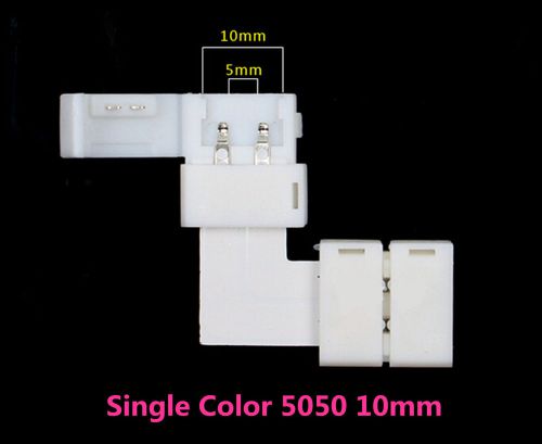 5PCS 2-PIN 10mm L Style Single Color 5050 LED Strip Weldless Connector