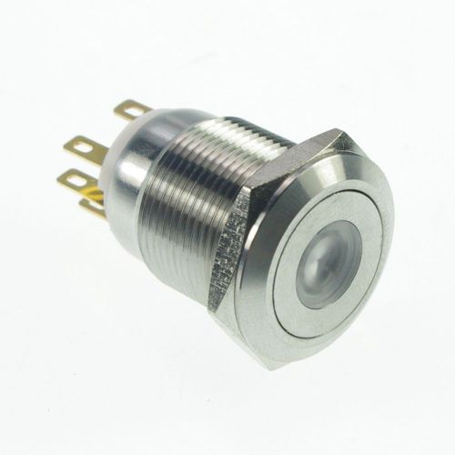 1 x 19mm Stainless Steel Dot illuminated Momentory Push Button Switch 1NO 1NC