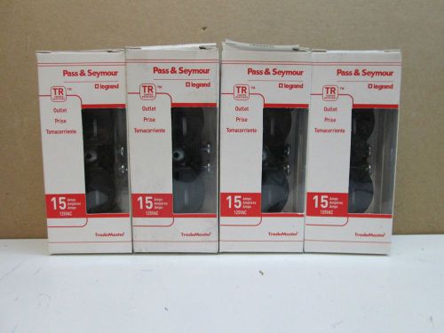 NEW Lot of 4 Pass &amp; Seymour 3232 3232TR-BKCC14 Tamper Resistant Power Outlets15A