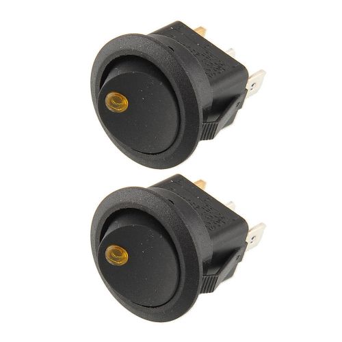 2pcs yellow led lighted dot round rocker switch 3pin 19mm toggle boat vehicle for sale