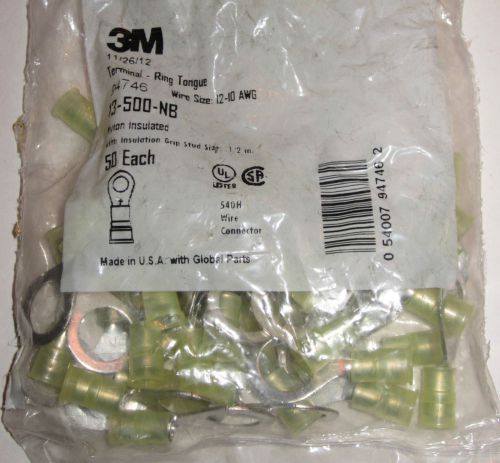 NEW 3M 94746 Nylon Insulated 1/2&#034; Ring Terminal 12-10 AWG 50 Pack