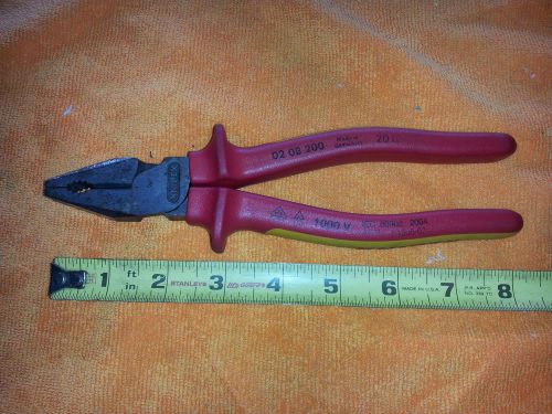 knipex high leverage combination pliers, 1000v insulated, 0802200
