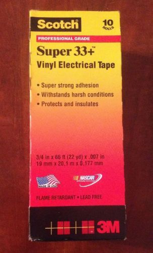 Scotch Super 33+ Vinyl Electrical Tape - 3/4 x 66 ft Ten Rolls