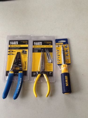 Klein Tools 11055 Wire Stripper / Cutter Klein Long Nose D203 &amp; Irwin 9 In 1 Lot