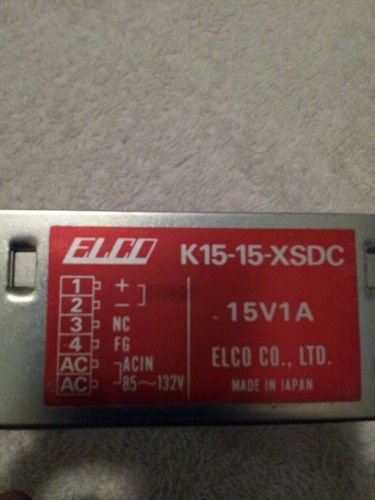 ELCO CO K15-15-XSDC 15V 1A POWER SUPPLY