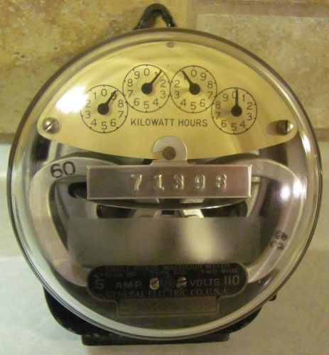 Vintage GE- ELECTRIC WATTHOUR METER Cast Iron Antique UNTESTED Glass Crafts
