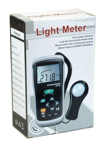 Dt-1309 auto range digital 40k fc meter 400k lux light luxmeter s/w usb port new for sale