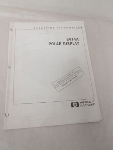 HEWLETT PACKARD POLAR DISPLAY 8414A OPERATING INFORMATION