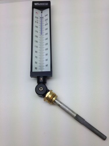 Weksler glass corp. industrial thermometer 9&#034; case 6&#034; stem range 30-240 as5l942 for sale