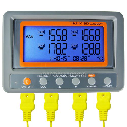 K TYPE THERMOCOUPLE 4 Channel -328~2498°F °C Temp 2GB SD Card Logger Thermometer