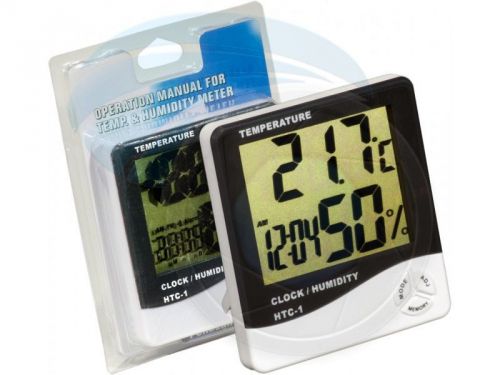 Digital htc-1 lcd thermometer hygrometer temp humidity clock for sale