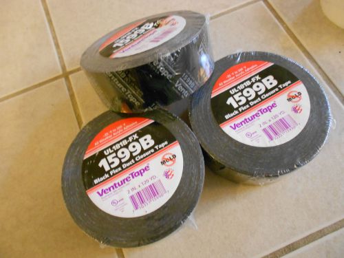 3 rolls of venture tape, black flex duct closure tape, (2&#034; x 120 yd) for sale