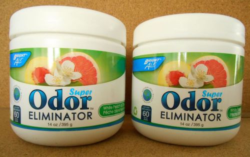 Bright air odor eliminator lot of 2 white peach &amp; citrus 14 oz jar new for sale