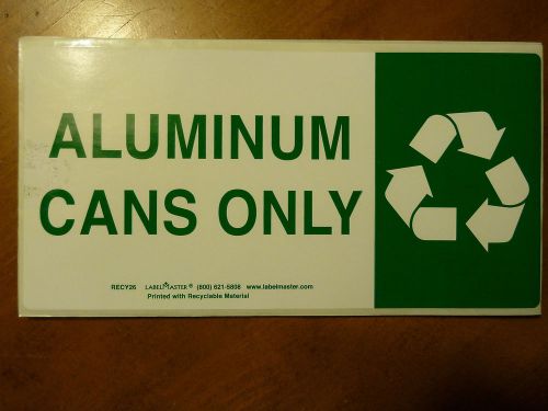 Recycling ALUMINUM CANS ONLY 4&#034;x8&#034; label sign sticker marking signage 2 labels