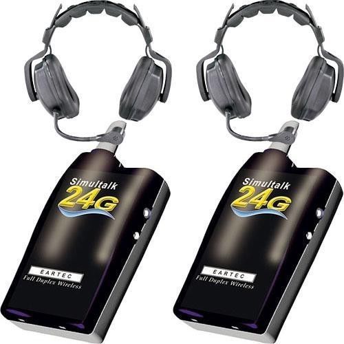 Simultalk  eartec 2 simultalk 24g beltpacks with ultra double headsets slt24g2ud for sale