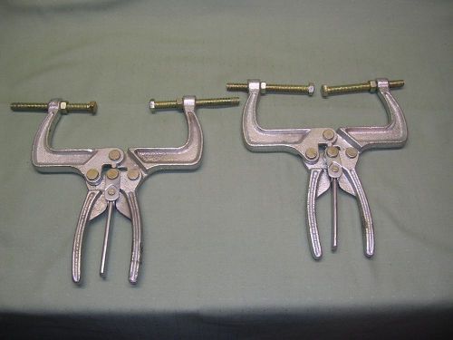 2 adjustable plier clamps &#034;c&#034;clamp type, plier handles, w/opening lever for sale