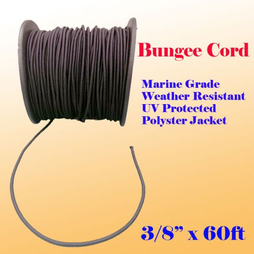 3/8&#034; x 60 Ft (20 Yard) Premium Marine Grade Bungee Shock Stretch Cord UV Black