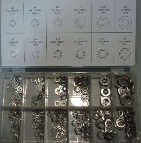 Lock &amp; flat washer assortment - 350 pcs in box for sale