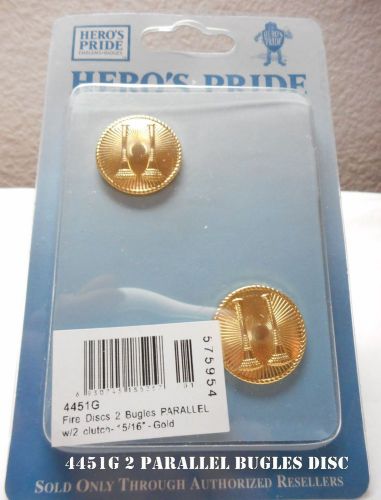 Fire Disc 2 Straight Bugles Gold Finish 15/16&#034;. Hero&#039;s Pride Model 4451G