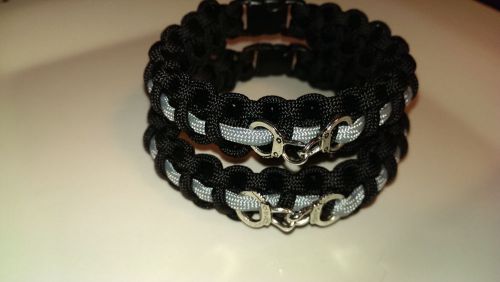 &#034;thin gray line&#034; correctional officer paracord bracelet with handcuffs for sale