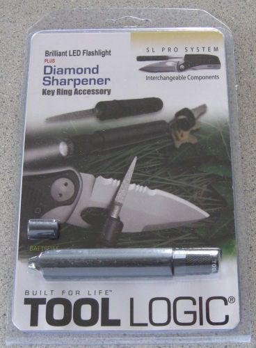 New tool logic combo diamond knife sharpener &amp; led flashlight keyring accessory for sale