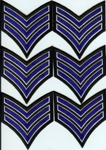 New 6 Sergeant Embroidered Chevron Stripes Blue Black &amp; White Police Patch