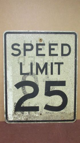 Vintage Used Aluminum &#034;Speed Limit 25&#034; Street Sign Traffic 24x30 Repainted