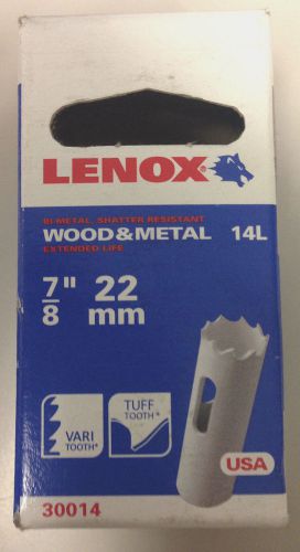 Lenox hole saw 7/8&#034; 22mm wood &amp; metal 14L 30014 Brand New