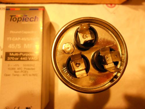 Toptech dual-rated run capacitor 30/5 uf mfd 370 or 440 vac for sale