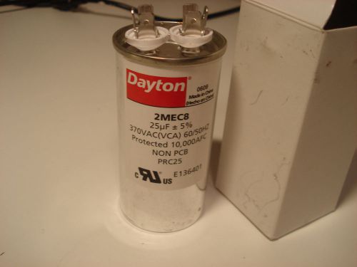 Dayton 25 MFD 370V AC motor start capacitor 2MEC8
