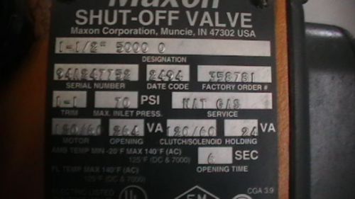 Maxon gas valve  5000  0 for sale