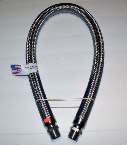 NEW Hose Master 4ft Double Braid  1/2 ” NPT Male Flexible Corrugated Metal
