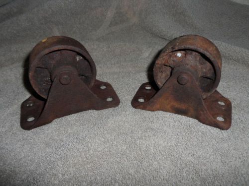 2 BASSICK VINTAGE//ANTIQUE INDUSTRIAL CART WHEELS=USA -2-MH 338==FREE SHIPPING==