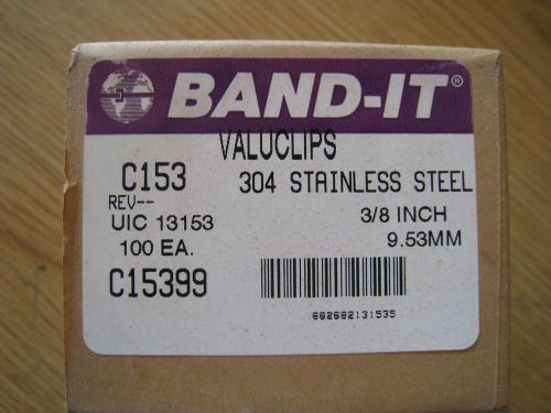 Band-it c153 clip 3/8&#034; (9.53 mm) box of 100 valuclips 304 stainless steel for sale