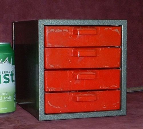Small Vintage Craftsman Metal Storage Cabinet Organizer Bins 4Drawer 6&#034; EUC