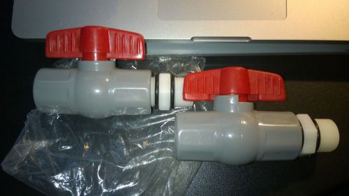 Lot of 2 - new - 3/4&#034; pvc ball valves fpt x fpt with male nipples for sale