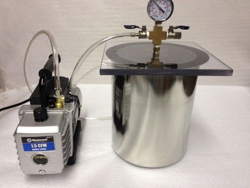 2.5 gal ss vacuum chamber with 1.5 cfm vacuum pump: complete system pvac- 1526 for sale
