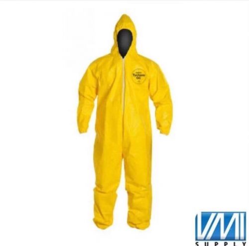Dupont tychem tyvek qc127s yellow coverall chemical hazmat suit qc127 medium m for sale