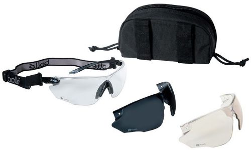 Bolle 40168 Combat Tactical Safety Glasses Kit Anti-Fog Clear, ESP, Smoke Lenses