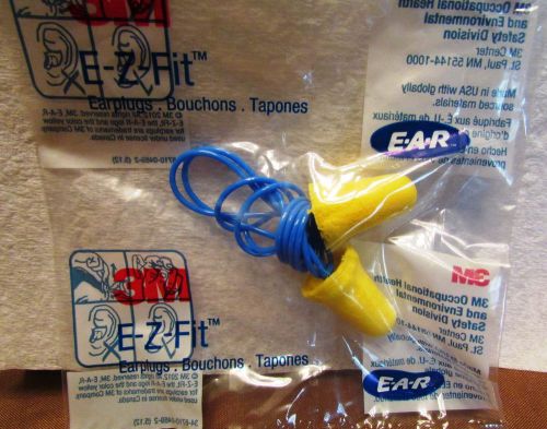 3M EZ FIT Corded Yellow Ear Plugs 100 pairs in sealed packets NIP