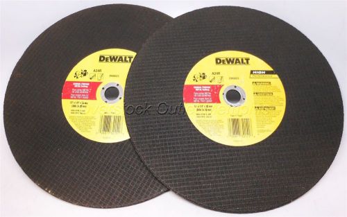 Two dewalt dw8023 12&#034; x 1/8&#034; x 20mm metal cutting high speed cut-off wheels for sale