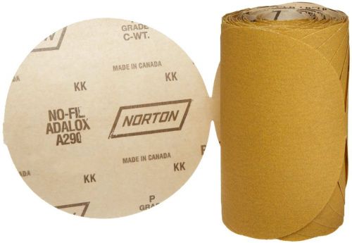 NORTON 5&#034; A290 No-Fil Adalox 120 Self-Stick Auto-Collant 100X Sanding Discs Roll