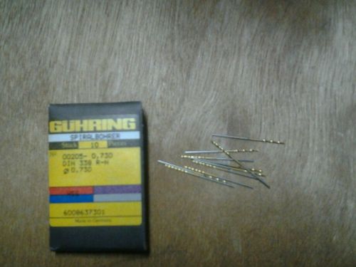 GUHRING MICRO DRILL .73 mm .0287 TIN COATED 10 PIECES NUMBER TWIST DRILL